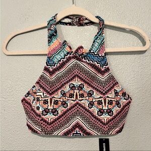 Express Halter Padded Swim Top Geometrical Print Size Large